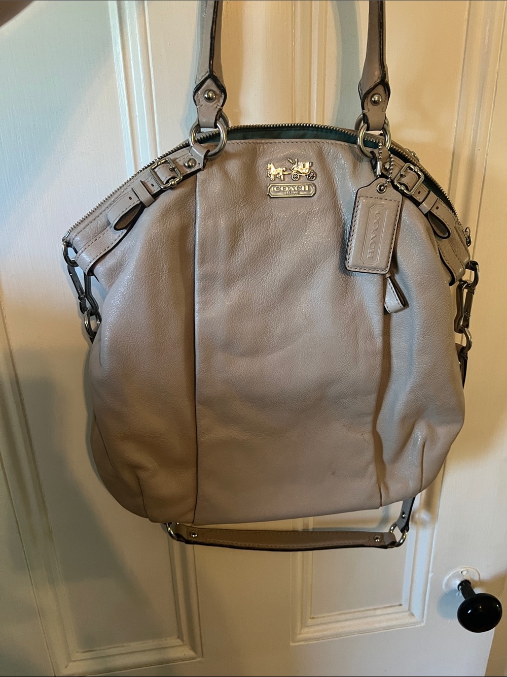 Coach Leather Shoulder Bag in Taupe Gray